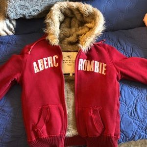Women’s large hoodie, red, heavy, Abercrombie